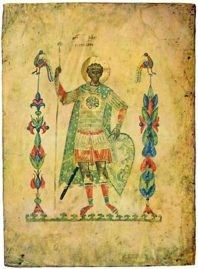 Великомученик Феодор Стратилат (книжная миниатюра)  