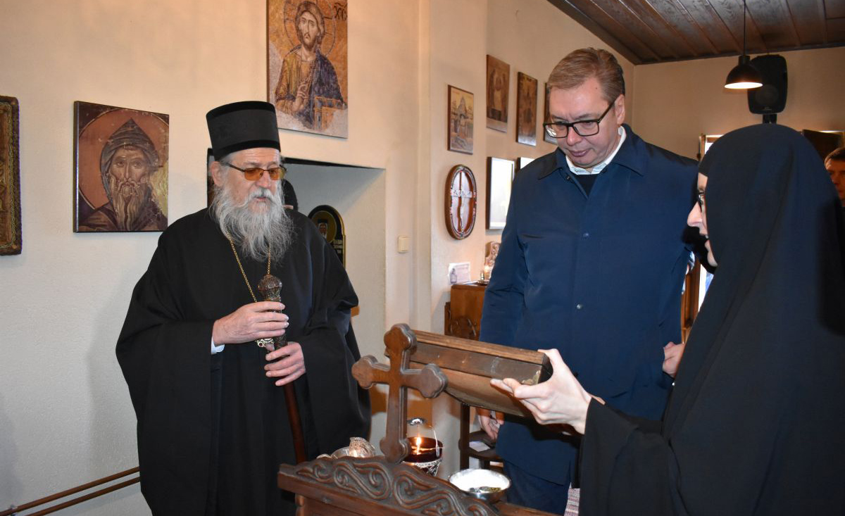 Президент Республики Сербия в монастыре Святого Пантелеймона в Лепчинаце