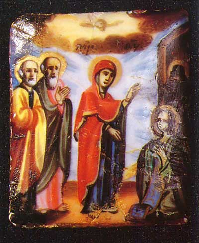 Явление Божьей Матери прпдб. Сергию Радонежскому (эмаль)  