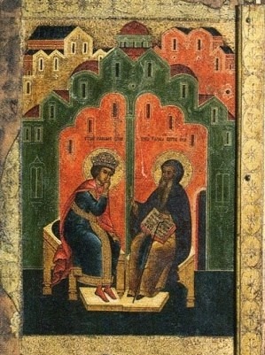 Диаконские врата иконостаса Софийского собора в Новгороде (верхняя часть)