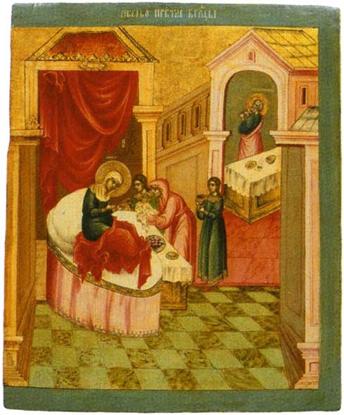 Рождество Богоматери Из праздничного чина иконостаса Софийского придела Смоленского собора Новодевичьего монастыря. 1685 г.