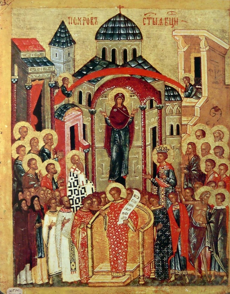 Старинная икона, изображающая чудо 910 года во Влазернском храме Константинополя