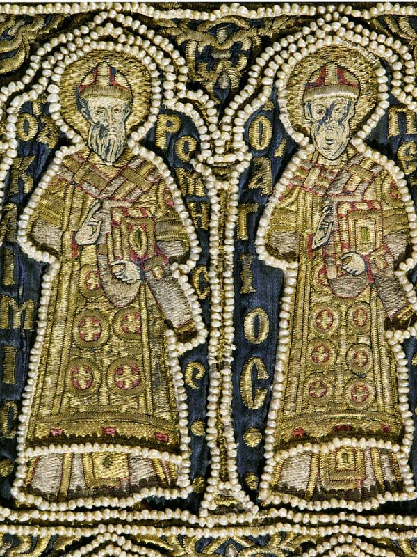 Свмч. Петр Александрийский и Климент, папа Римский (шитье)  