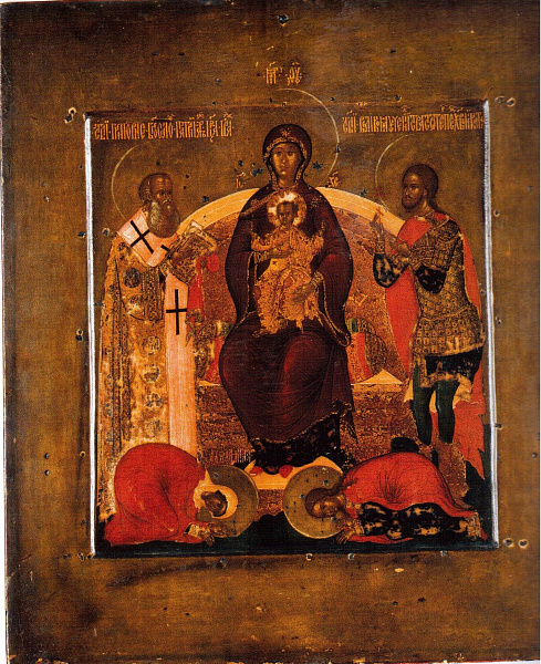 Богоматерь на престоле со святыми Григорием Богословом, Никитиой, Маврой и Евпраксией