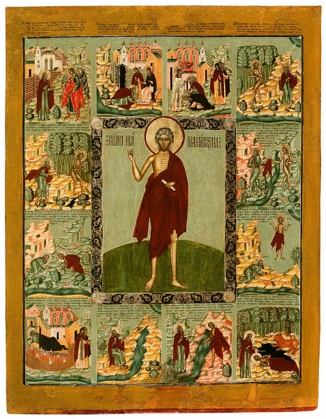 Преподобная Мария Египетская, с житием. Псковская икона