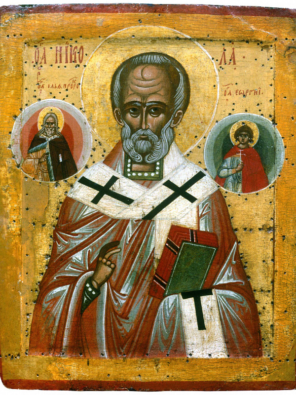 Св. Николай Чудотворец с Ильей Пророком и вмч. Георгием Победоносцем  