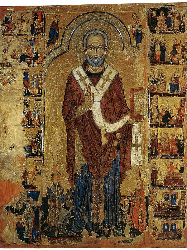 Святитель Николай с житием и фигурами донаторов  