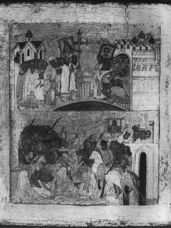 Избавление Новгорода от осады чудом от иконы Божьей Матери «Знамение»  