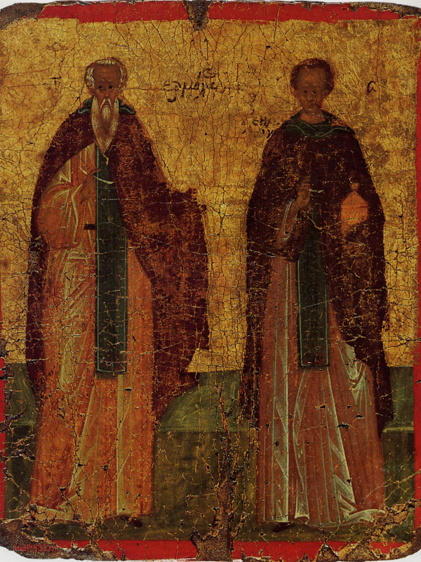 Герасим Иорданский и Иоанн Кущник (оборотная сторона двусторонней иконы-таблетки )