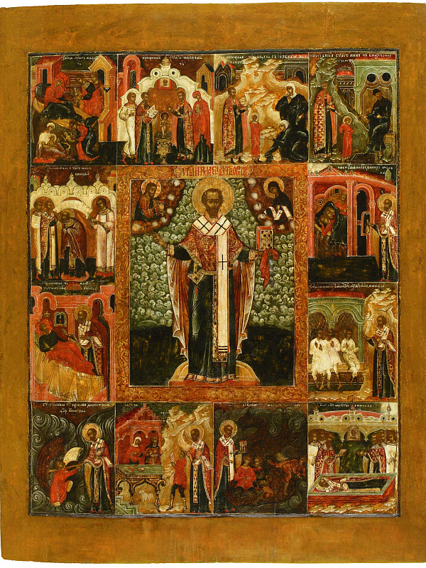 Святой Николай Чудотворец, с житием и Никейским чудом (Ярославская)  