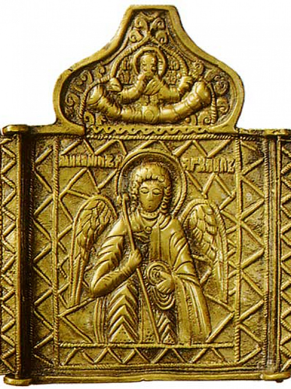 Архангел Михаил, с избранными праздниками (складень-триптих, литье)