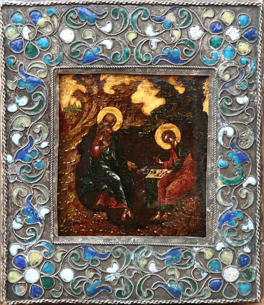 Апостол Иоанн Богослов с учеником Прохором (в окладе)  