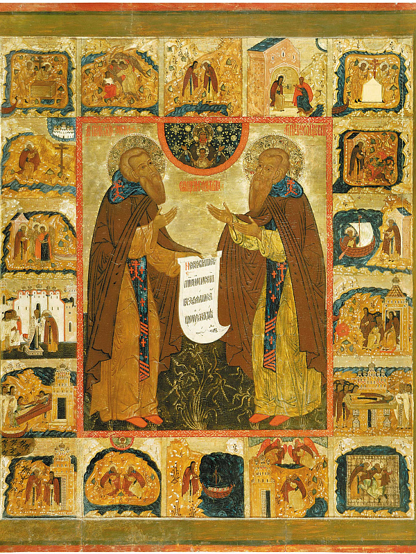 Преподобные Савватий и Зосима Соловецкие, с сюжетами жития  