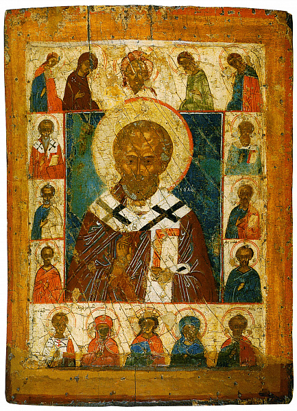 Святитель Николай Чудотворец, с деисусом и избранными святыми (Ростовская)  