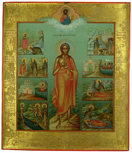Преподобная Мария Египетская, со сценами жития