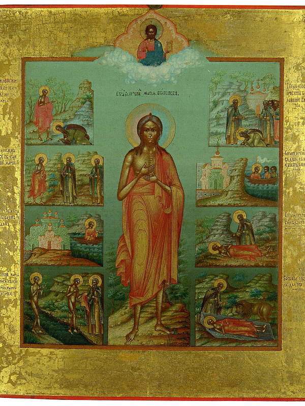Преподобная Мария Египетская, со сценами жития