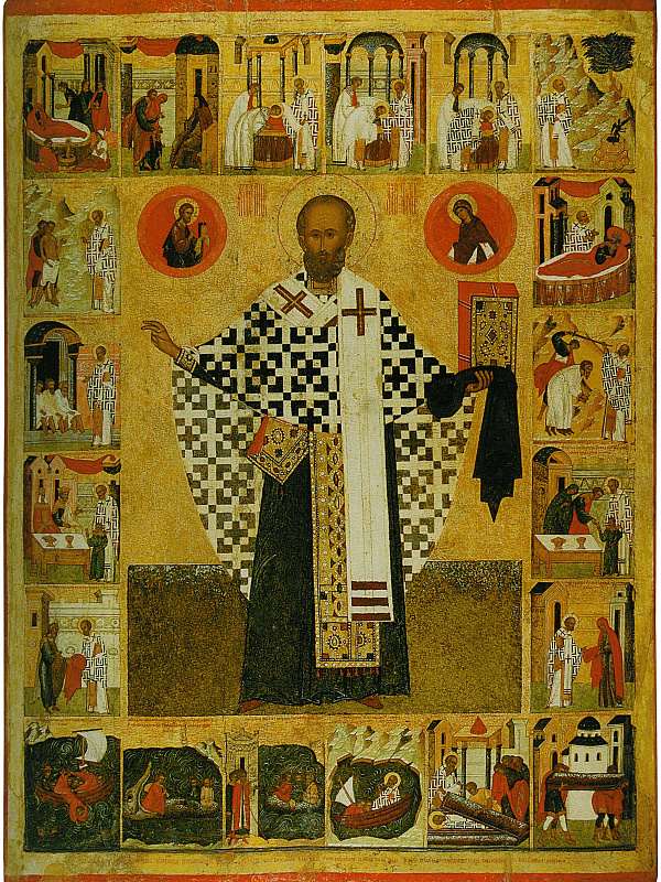 Никола Чудотворец, с сюжетами жития (Новгородская) 