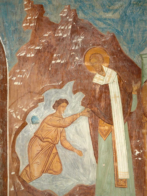 Св. Николай Чудотворец: избавление отрока Димитрия от потопления (фреска Дионисия)