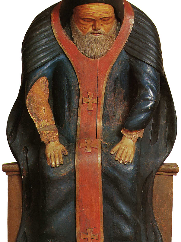 Прпдб. Нил Столбенский (дерево, резьба, краска)  