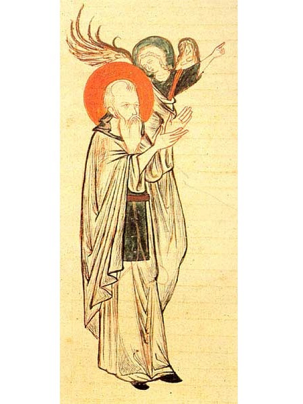 Ангел, возводящий человека в молитве (миниатюра)