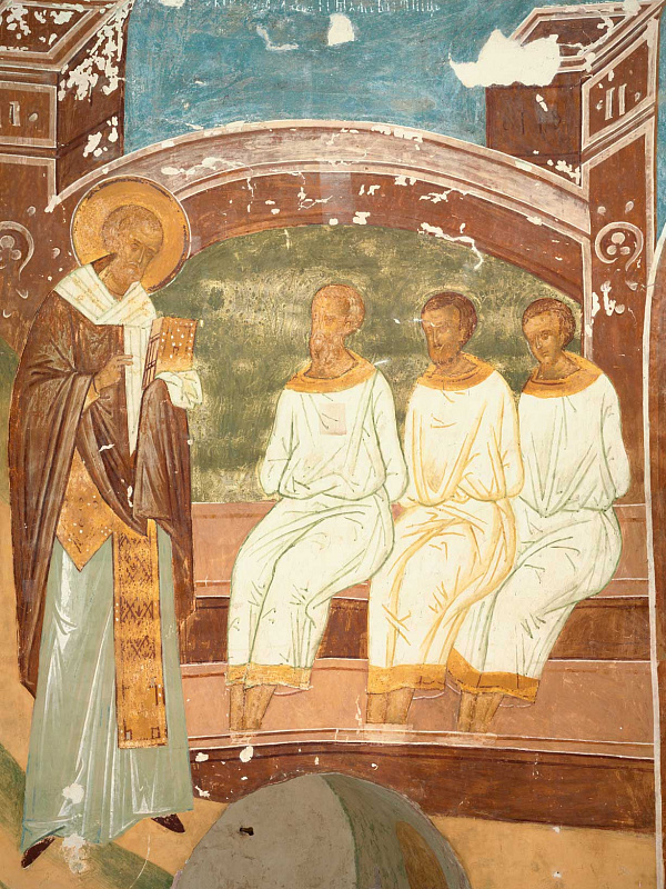 Святитель Николай Чудотворец, явление трем мужам в темнице, фреска Дионисия