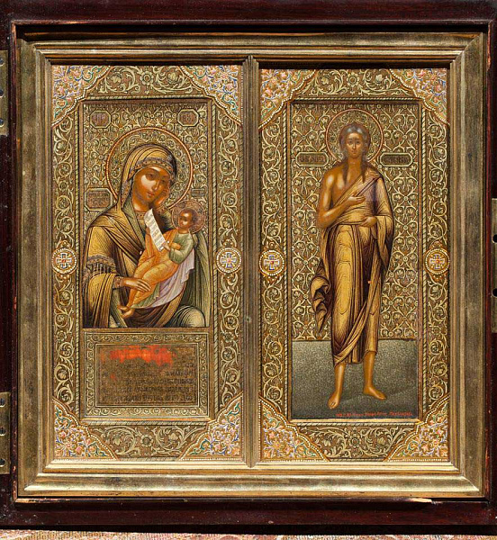 Преподобная Мария Египетская, с парным образом Божьей Матери «Утоли моя печали»