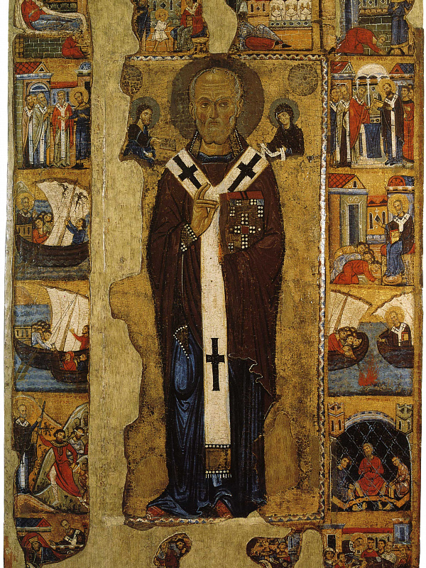 Николай Чудотворец, ростовая, с житием (Бари) 