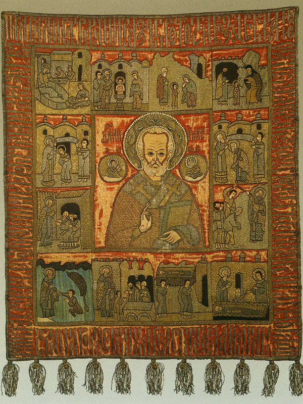 Святитель Николай Чудотворец, с житием (пелена подвесная)  